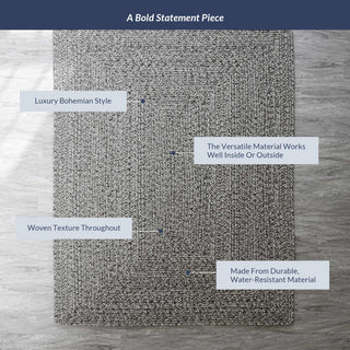 8' x 10' Modern Solid Colored Indoor Outdoor Area Rug - Light Gray
