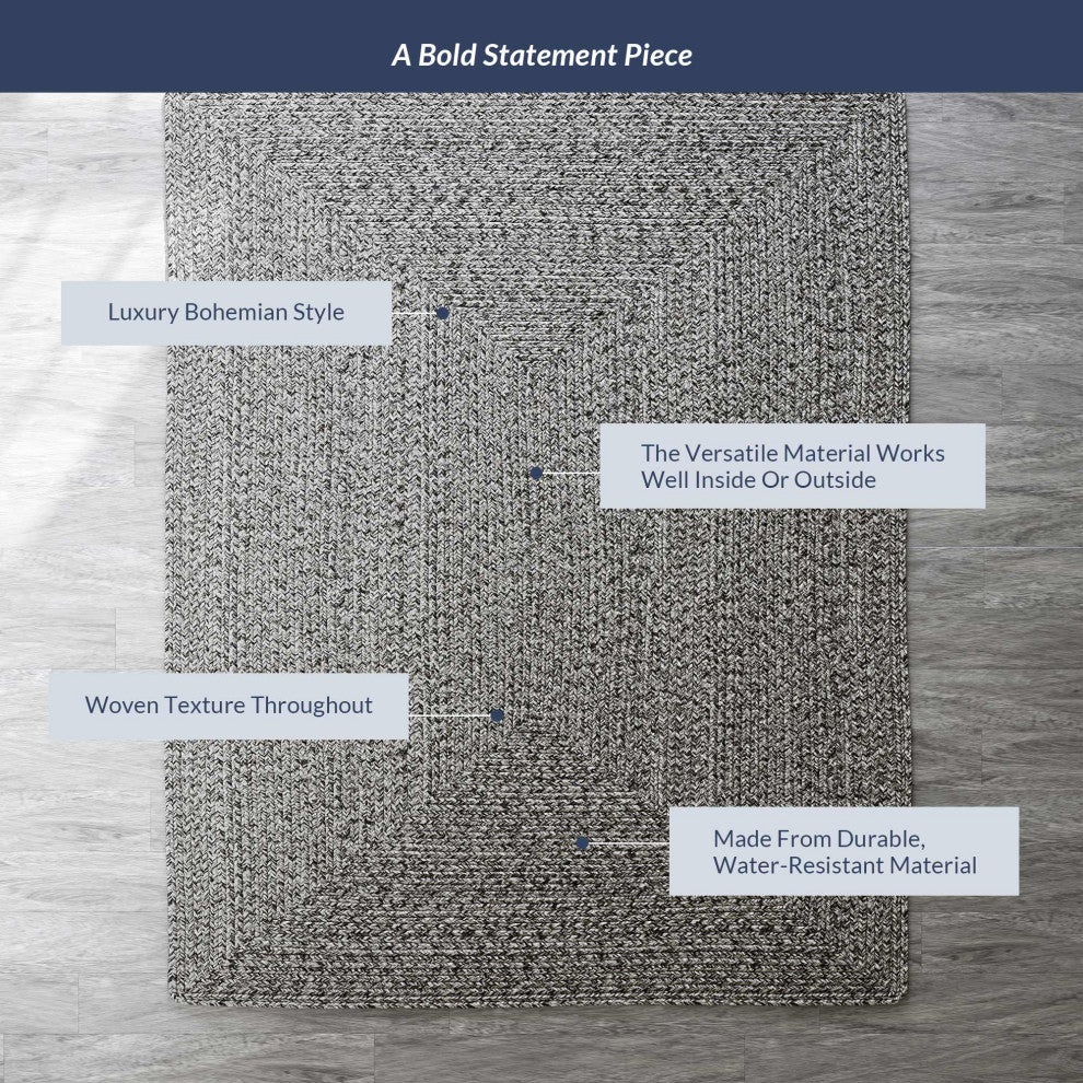 8' x 10' Modern Solid Colored Indoor Outdoor Area Rug - Light Gray