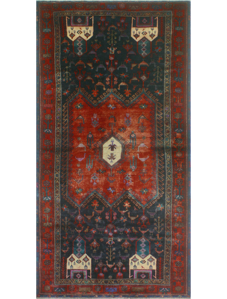 Fine Vintage Distressed Heathcot Rust/Charcoal Rug, 4'10x9'5