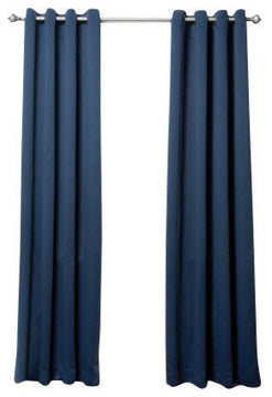 Solid Grommet Top Thermal Insulated Blackout Curtains, Navy, 95"