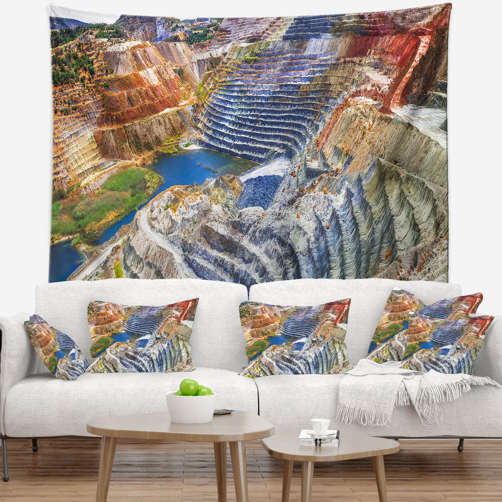 Impressive Mines and Canyon Landscape Wall Tapestry, 80"x68"