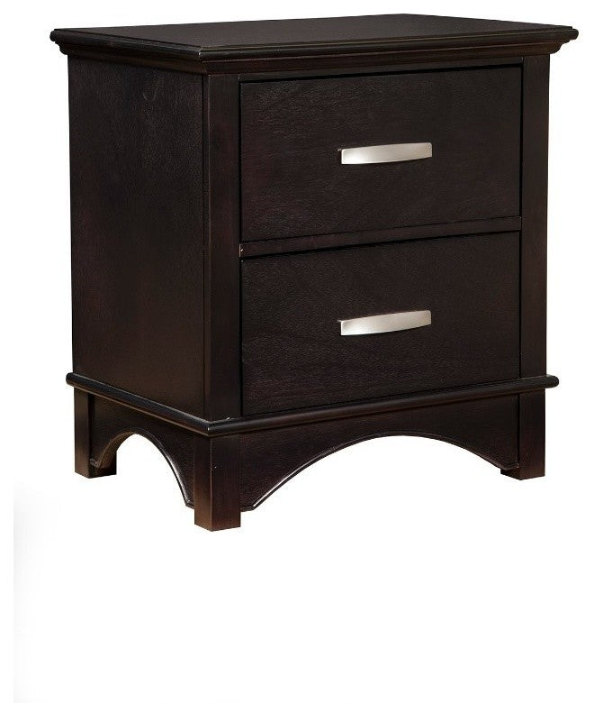 Wooden Nightstand with 2 Drawers Espresso Brown