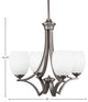 Zilo 4 Light Chandelier, Graphite Finish With 5" White Linen Glass