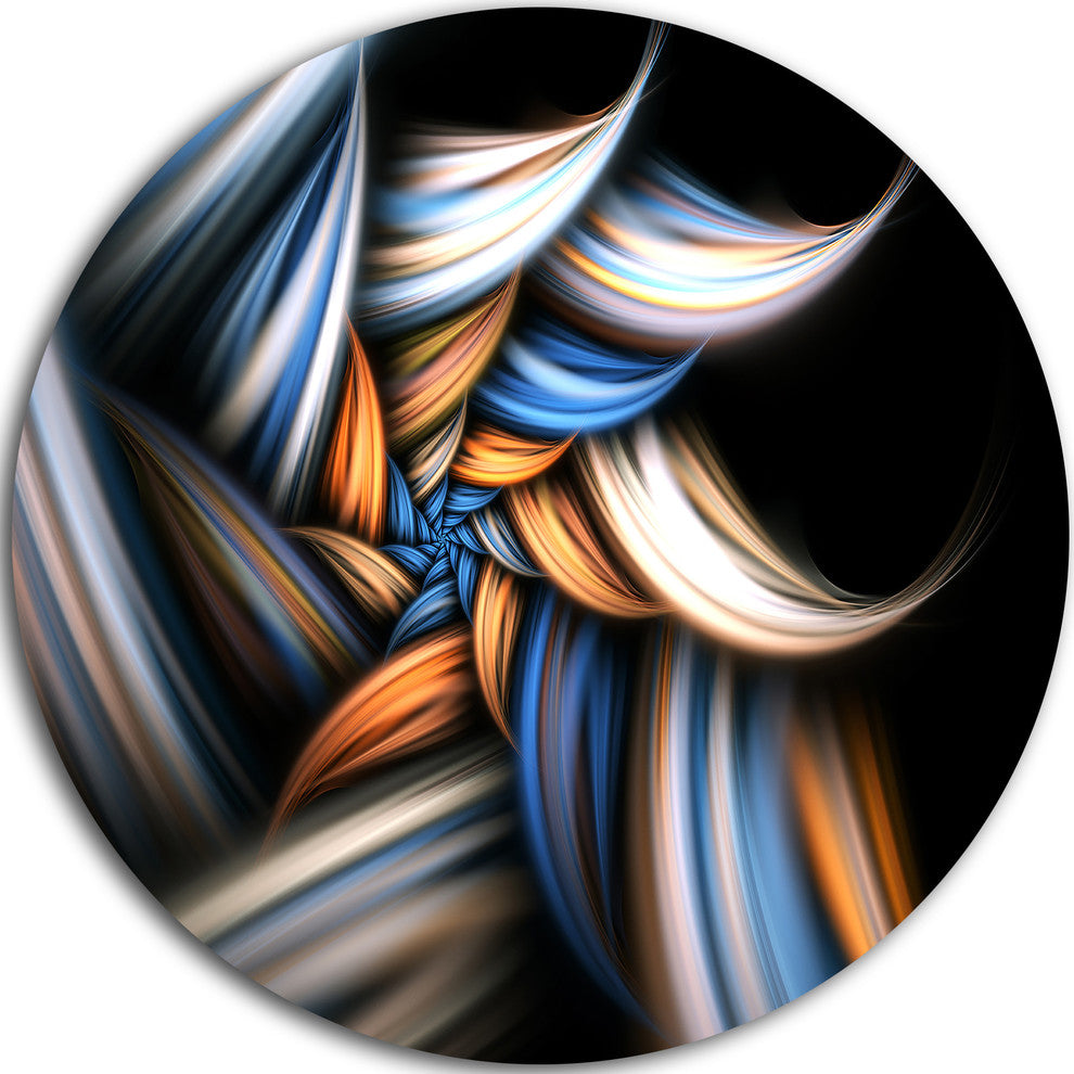 Multi Color Fractal Floral Pattern In Black, Floral Disc Artwork, 23"