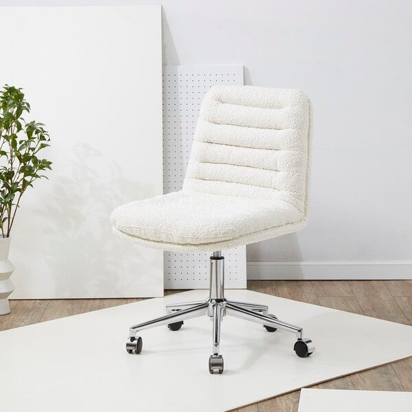 Safavieh Couture Decolin Swivel Desk Chair Ivory / Silver