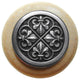 Fleur-De-Lis Natural Wood Knob, Clear Finish With Antique-Style Pewter