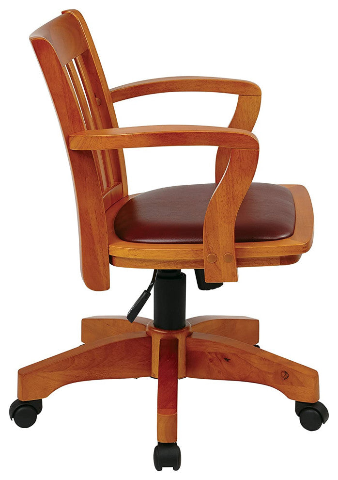 Ergonomic Office Chair with Padded Seat, Adjustable Height, and Locking Tilt, Fruit Wood/Brown