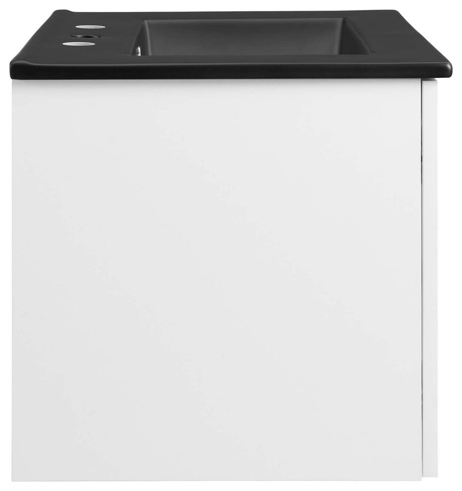 Maybelle 24" Wall-Mount Bathroom Vanity White Black
