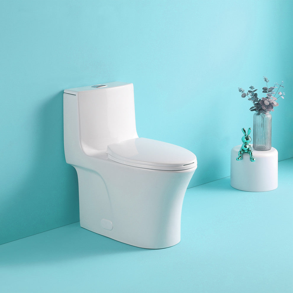 One-piece 1.1/1.6 GPF Dual Flush Elongated Toilet with Soft-Close Seat
