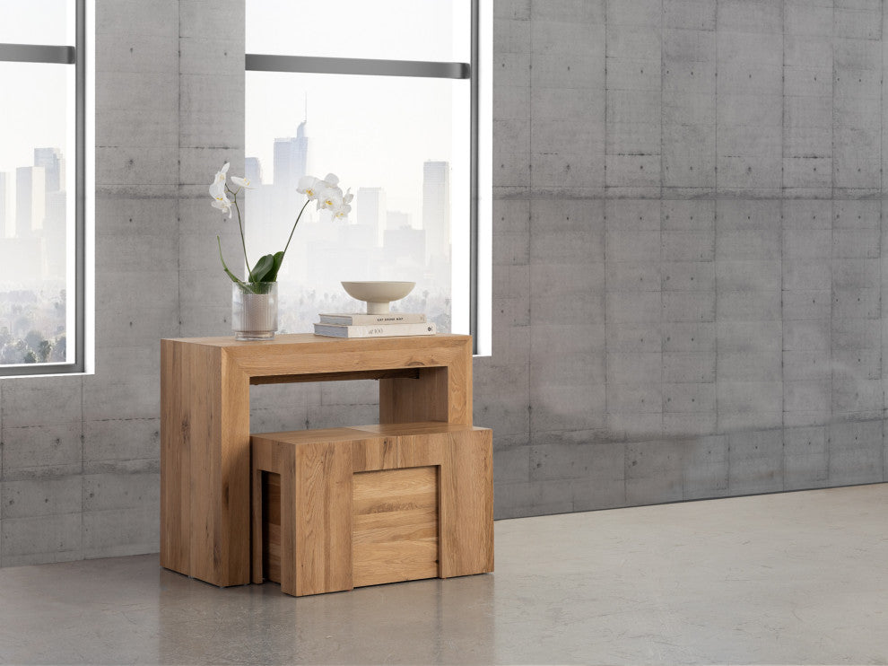 Transformer Table Dining Table Set With 2 Benches, Natural