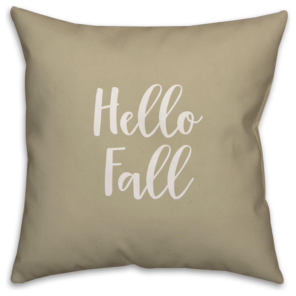 Hello Fall in Beige 18x18 Throw Pillow