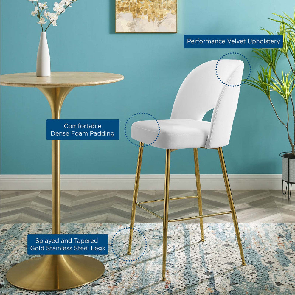 Rouse Performance Velvet Bar Stool-White