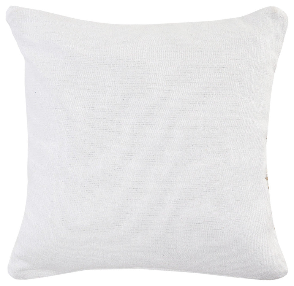 Ivory and Jute Interwoven Bordered Throw Pillow