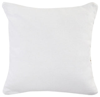 Ivory and Jute Interwoven Bordered Throw Pillow