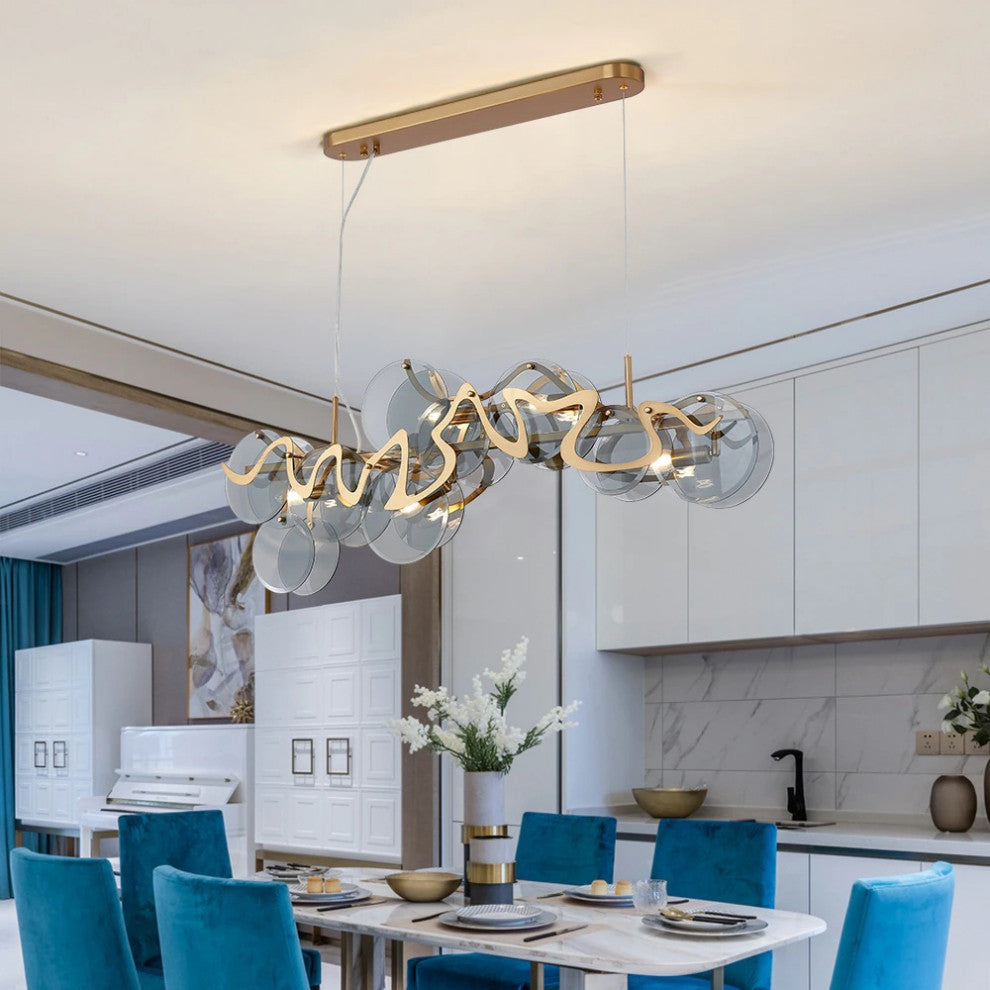 Modern gold glass chandelier for dining room, livimg room, bedroom