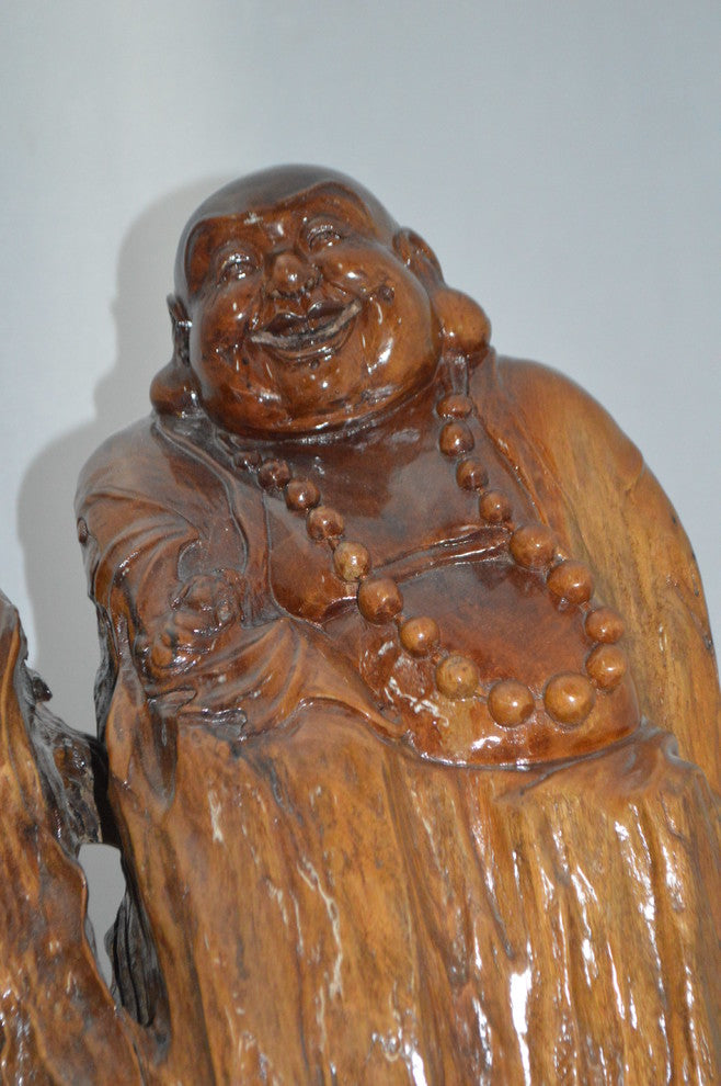 Wood Carved Buddha CC7 -  Size: 32"L x 17"W x 35"H.