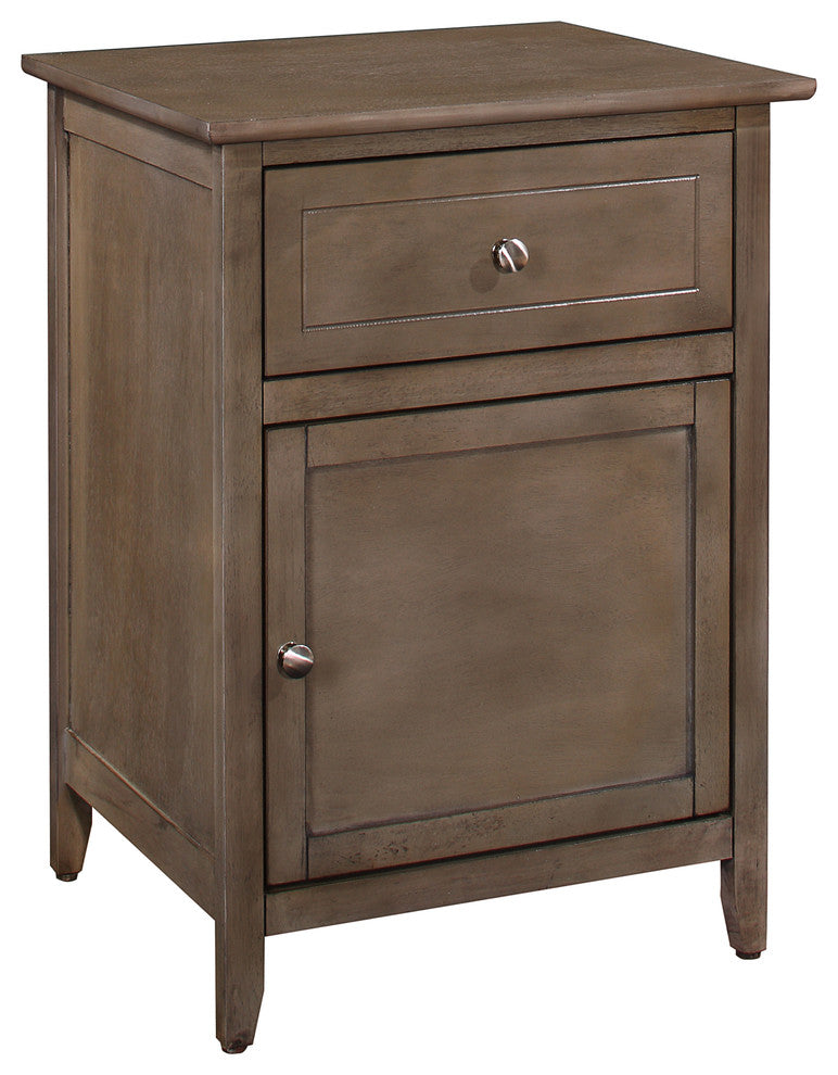 Izzy 1-Drawer, 1-Door Nightstand, Cherry, Gray