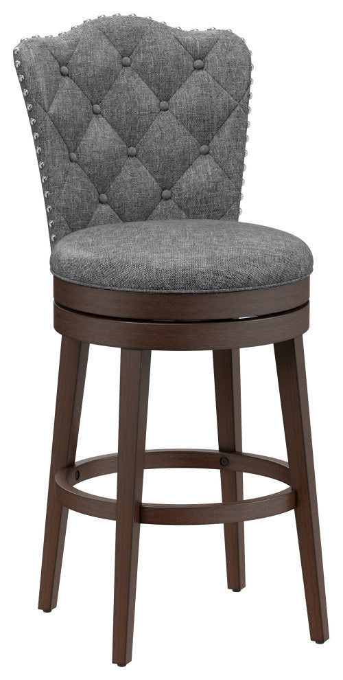 Hillsdale Edenwood Wood Bar Height Swivel Stool with Tufted Back