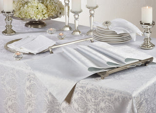 Holiday Elegant Damask White Table Linen Collection Tablecloth, 70"x120"