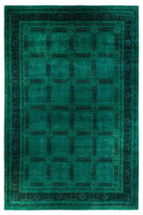 Overdyed, One-of-a-Kind Hand-Knotted Area Rug Green, 12'2"x17'10"