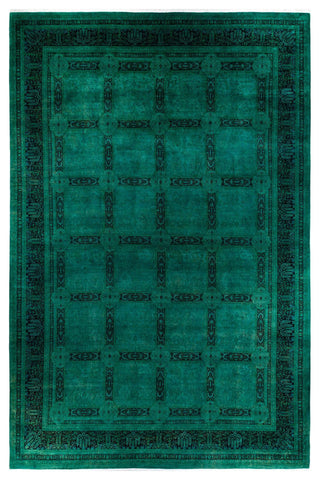 Overdyed, One-of-a-Kind Hand-Knotted Area Rug Green, 12'2"x17'10"