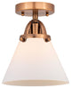 Large Cone Semi-Flush Mount, Antique Copper, Matte White, Matte White