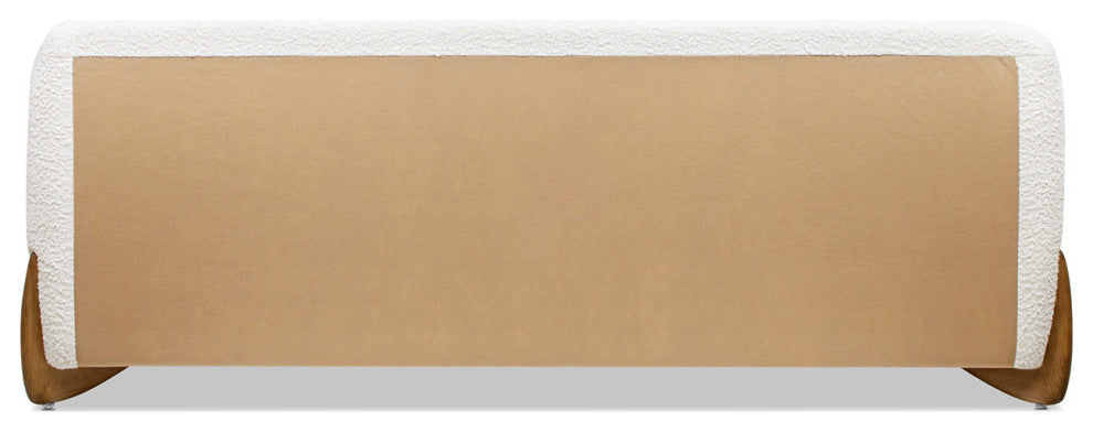 Alpine Sherpa Modern Platform Bed, Ivory White Boucle, King