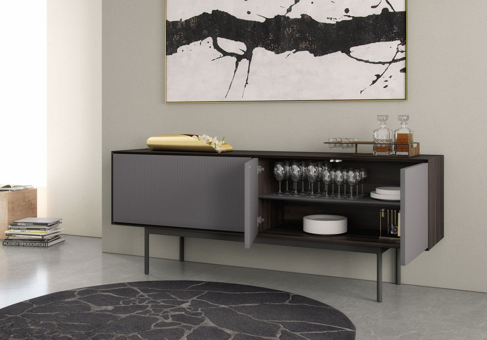 Calais Sideboard in Smoked Oak and Matte Dark Gull Gray