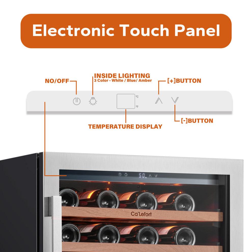Ca''Lefort 24" 54-Bottle Built-In Wine Cooler Refrigerator Single Zone GlassDoor