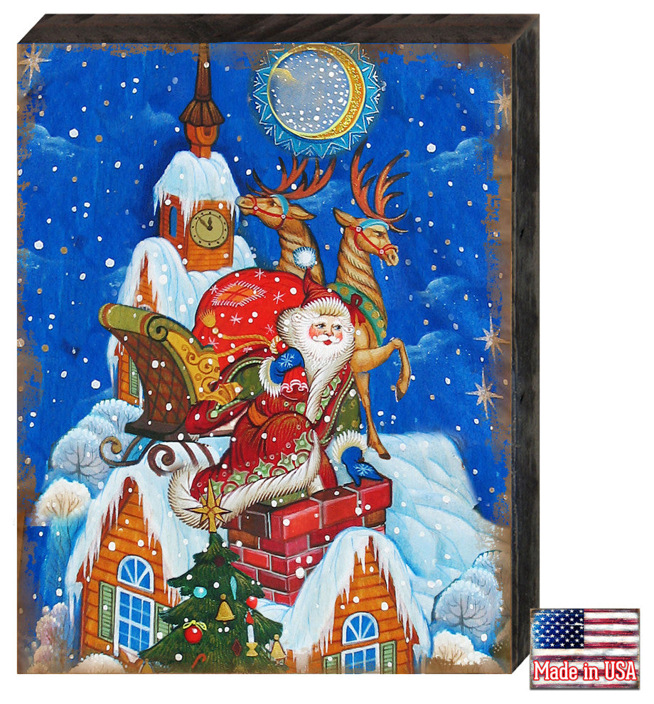 Special Delivery Santa Wooden Wall Art, Medium 18x12