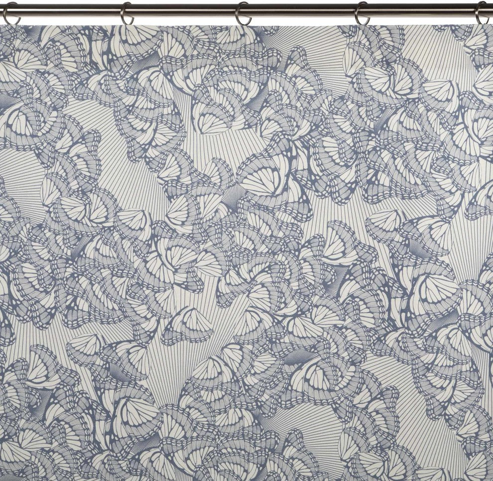 Gathered Curtain Butterfly, White and Gray, 57.1"x106.3"