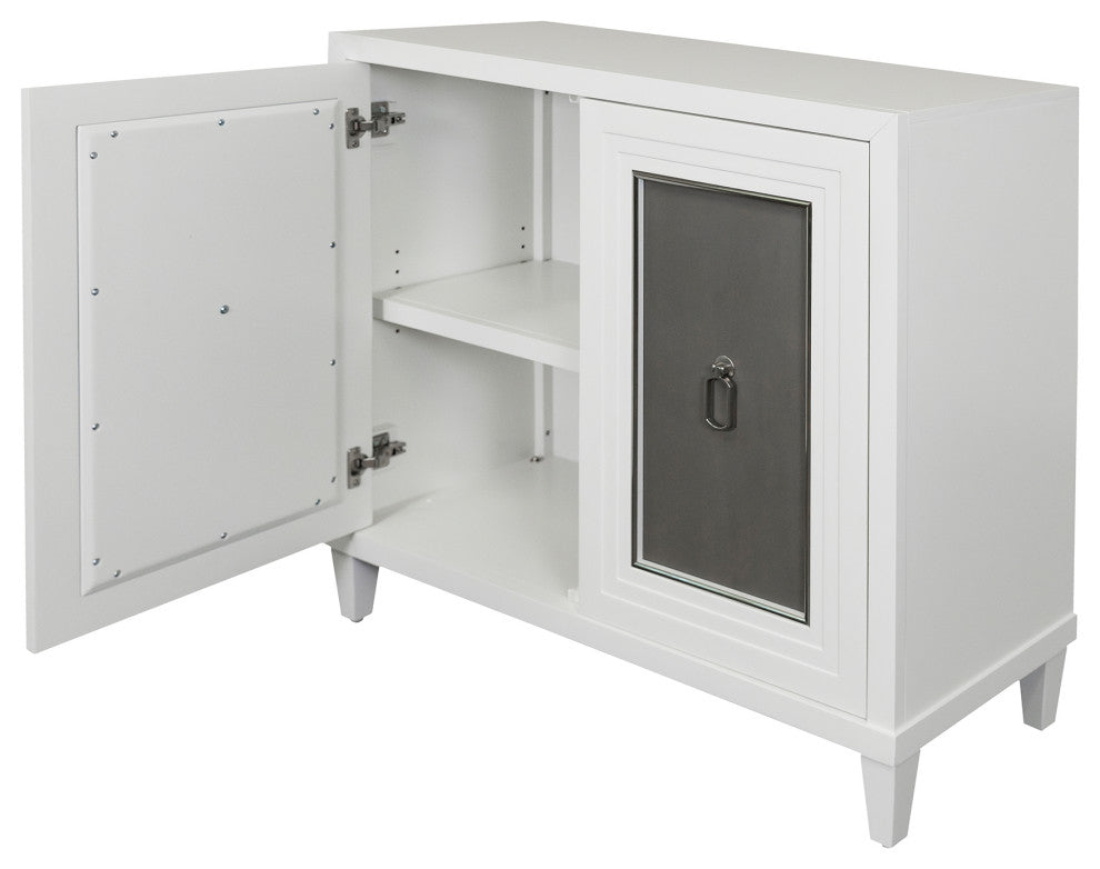 Modern Wood 40" Console With With doors, TV Stand, Fully Assembled, White