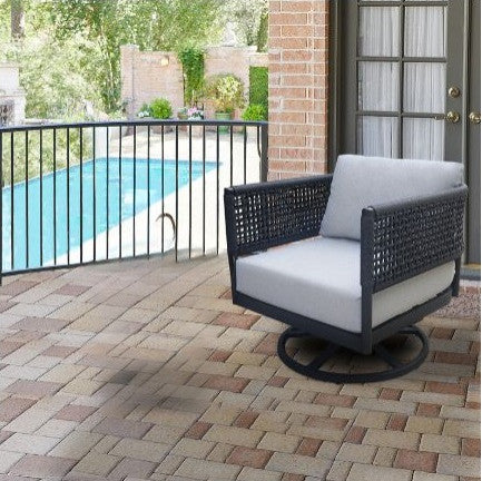 Outdoor Patio Woven Abaca Rope Swivel Rocking Chair with Cushion