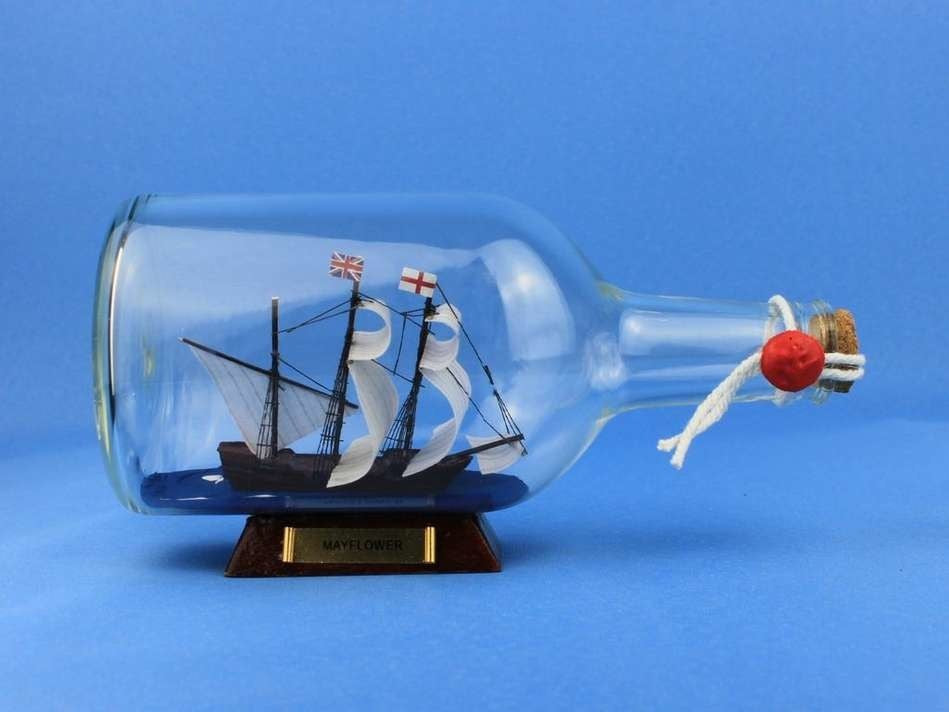 Mayflower Ship in a Bottle Historic Model, 9''