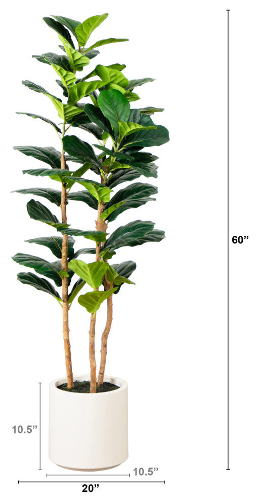 5ft. Artificial Fiddle Leaf Tree, Decorative White Planter