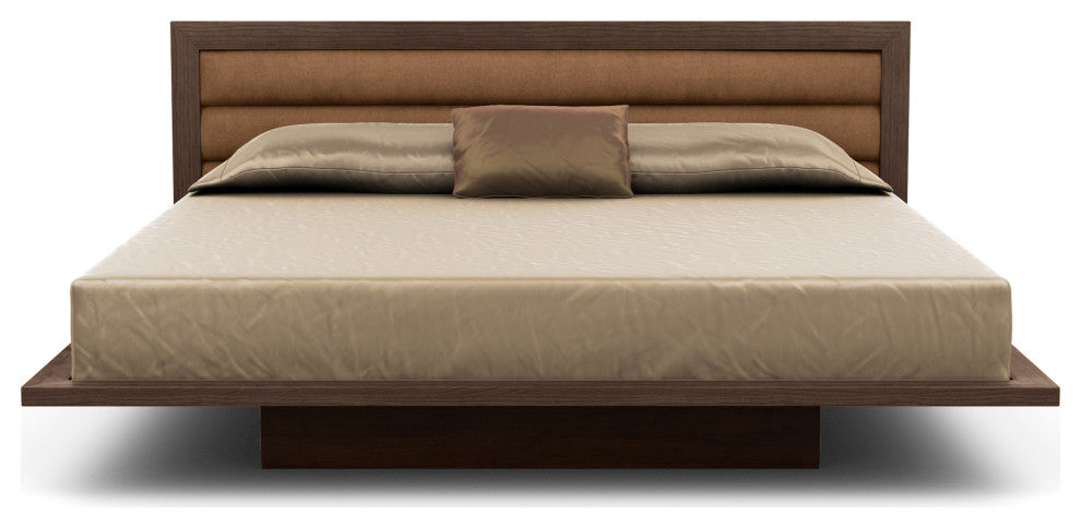 Copeland Moduluxe 35" Queen Bed With Upholstery, Smoke Cherry, Dark Brown