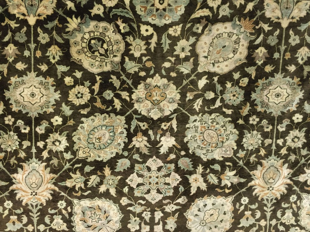 Turkish-Knotted Aimgul Chocolate/Beige Rug, 9'11"x13'4"