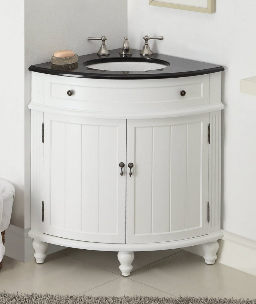 24 Inch Triadsville Grey Corner Design Bathroom Vanity With Quartz Top, White