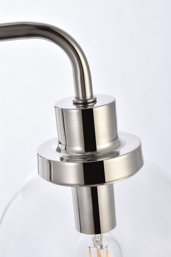 Helen 2-Light Bath Sconce, Polished Nickel With Clear Shade