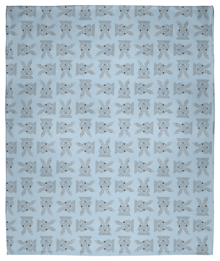60 x 80 in Criss Cross Easter Bunnies Throw Blanket, After Rain Blue