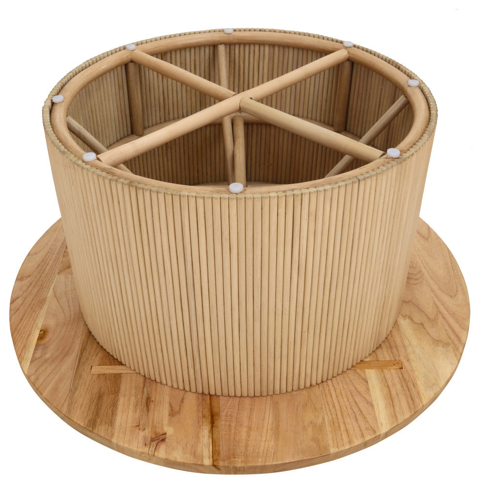 Kiefer Rattan Table With Wood Top, Coffee Table