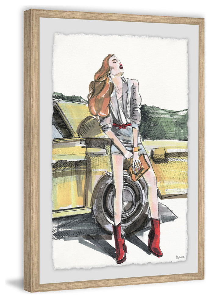 "Road Trip in Red Boots" Framed Painting Print, 8"x12"