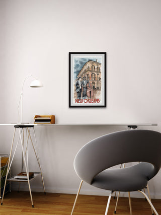 "Double Bassist" Framed Painting Print, 30x45