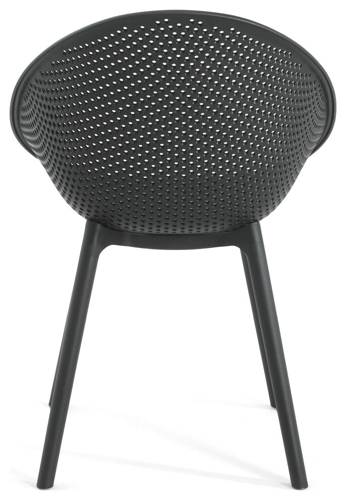 GDF Studio Outdoor Polypropelene Plastic Gable Dining Chairs, Set of 2, Black