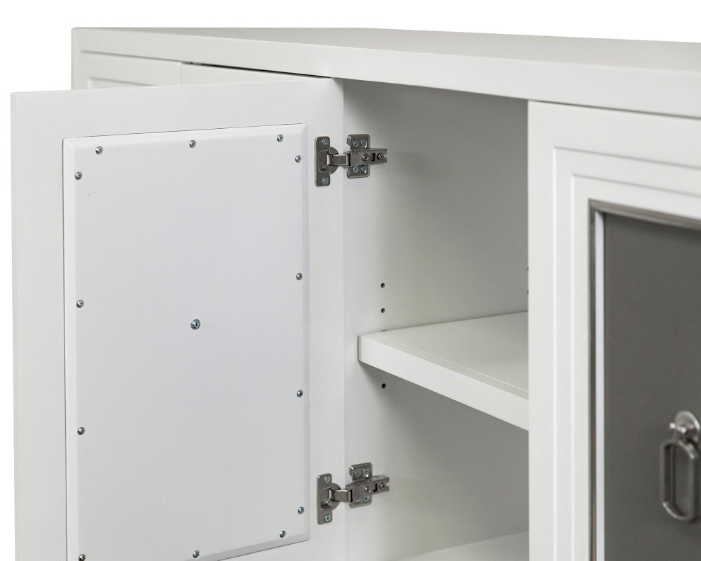 Modern Wood 70" Console With With doors, TV Stand, Fully Assembled, White