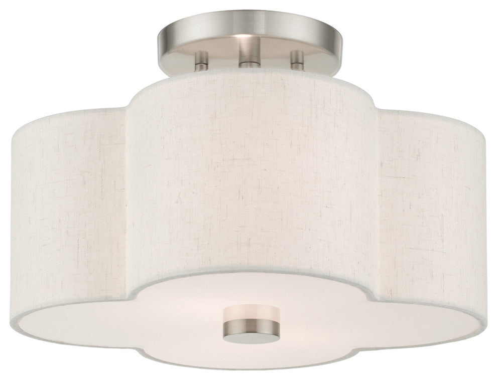 Brushed Nickel French Country, Floral, Transitional, Semi Flush