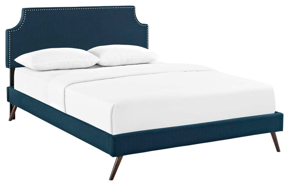 Modway Corene Queen Platform Bed With Round Splayed Legs, Azure