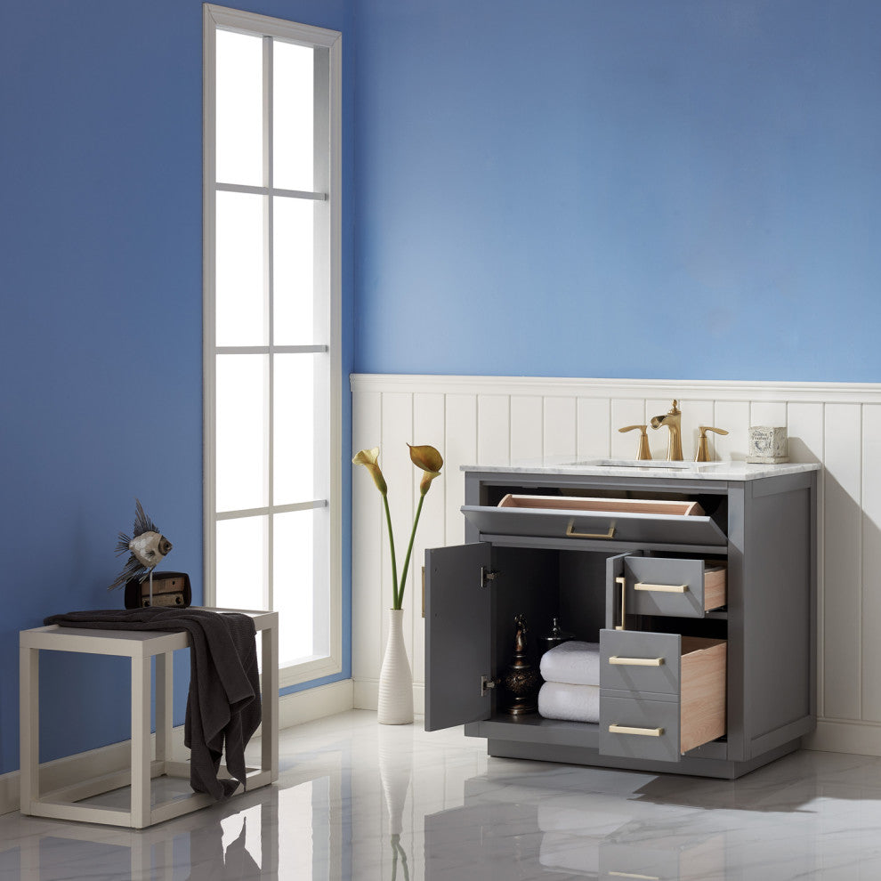 Ivy Gray Bathroom Vanity Set, 36", Without Mirror