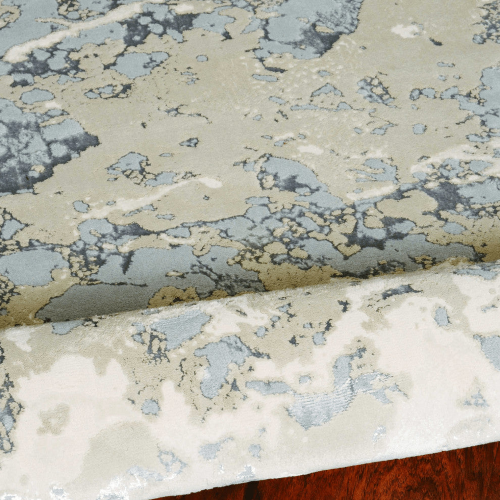 5' X 8' Sand Gray and Green Abstract Area Rug