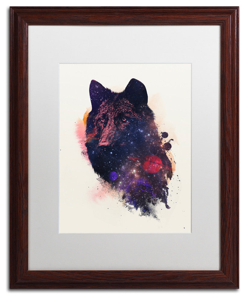 Robert Farkas 'Universal Wolf' Art, Wood Frame, White Mat, 20x16
